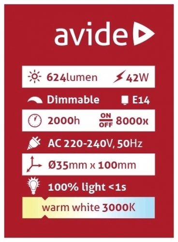 Avide halogén izzó 42w e14