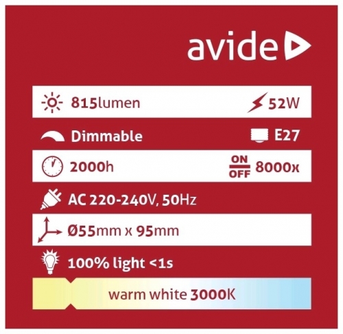 Avide halogén 52w e27 classic