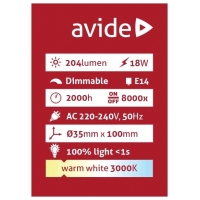 Avide halogén gyertya izzó 18w e14