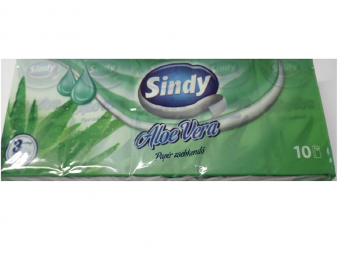 Sindy 3rétegü 10x10db aloe vera papír zsebkendő