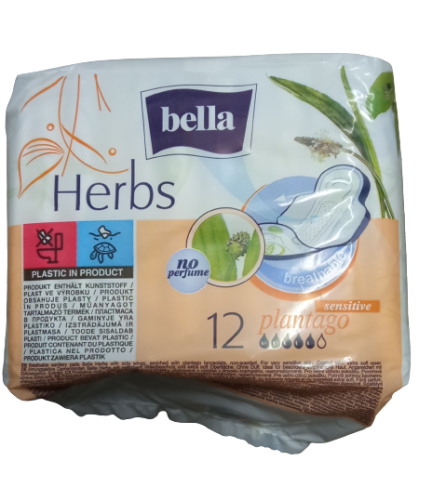 Bella 12db herbs plantago sensitive lándzsás utifű e.ü betét
