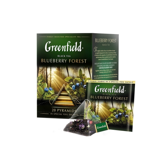 Greenfield fekete tea piramis 20x1,8g blueberry forest