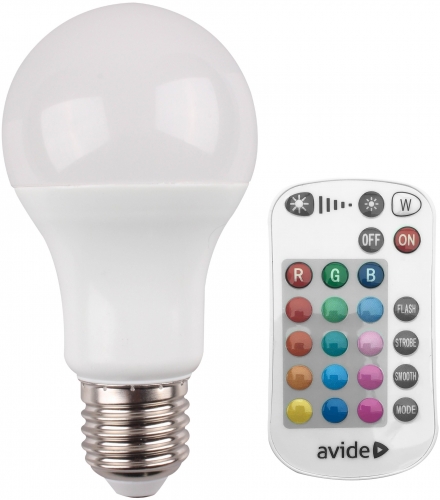 Avide Smart LED Globe A60 9.7W RGB+W 2700K Távirányítóval