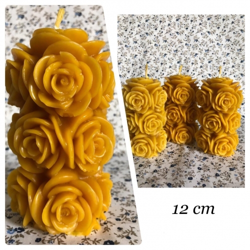 Méhviasz gyertya rózsás 12cm