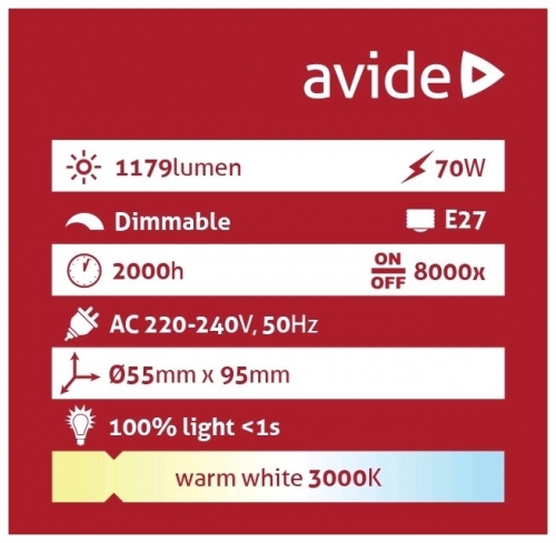 Avide halogén izzó 70w e27